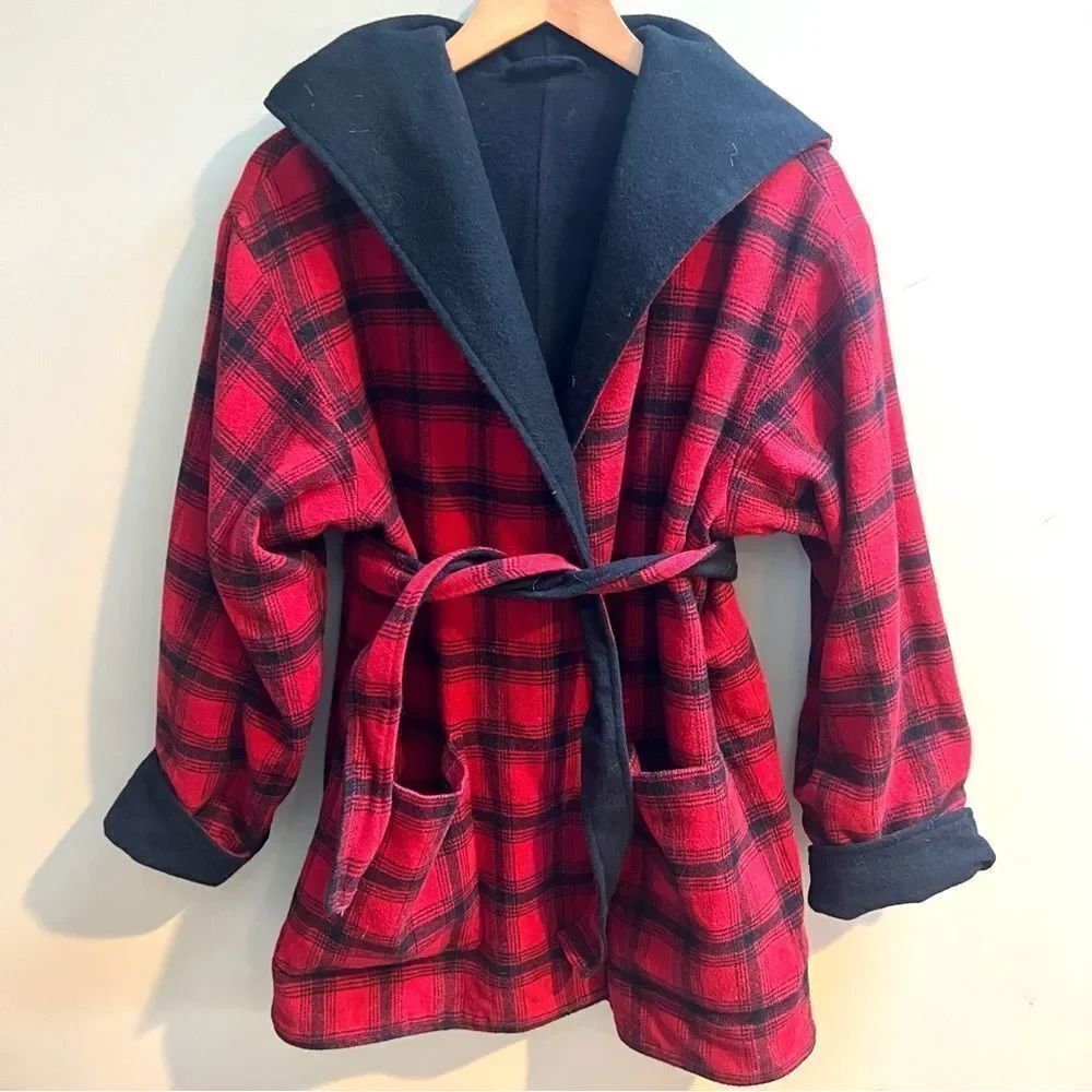 Karen Kane wool blend Buffalo plaid jacket L/XL